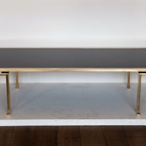 Table Basse Laiton Et Verre Opalin Noir, 1960, maison jansen