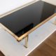 Table Basse Laiton Et Verre Opalin Noir, 1960, maison jansen