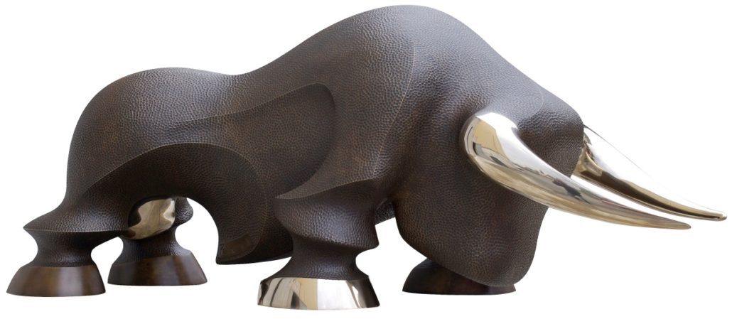 Sculpture de taureau en bronze Pellini nancy