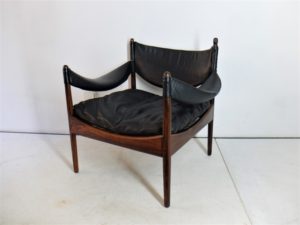 Fauteuil Christian Solmer Vedel En Palissandre Et Cuir, 1960