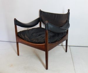 Fauteuil Christian Solmer Vedel En Palissandre Et Cuir, 1960