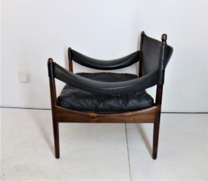 Fauteuil Christian Solmer Vedel En Palissandre Et Cuir, 1960