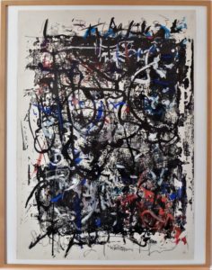 Gouache expressionniste Abstraite Signée Hans Kaiser Et Datée 1963